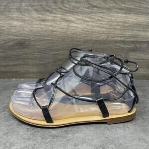 J Crew Ankle Wrap Sandals Womens Size 5 Brown Black Leather Lace Up